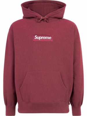 Pink supreme hoodie red box logo sale