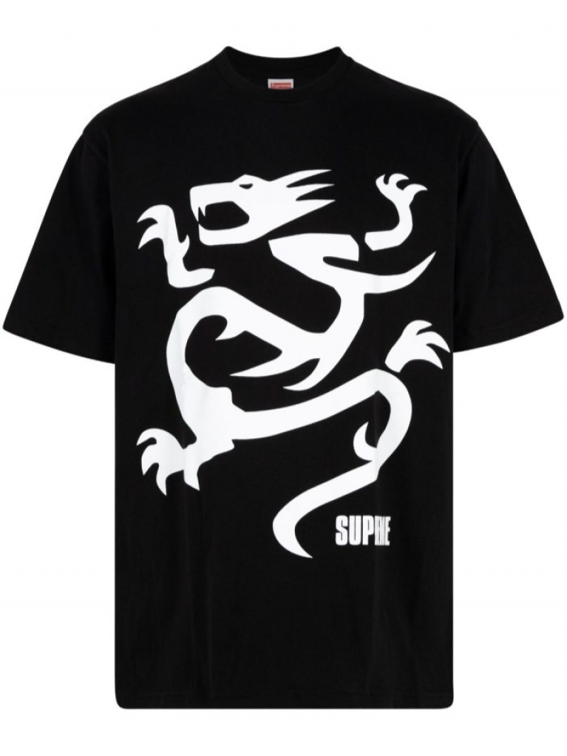 Supreme T Shirts Outlet India Black White Mobb Deep Dragon Black Mens