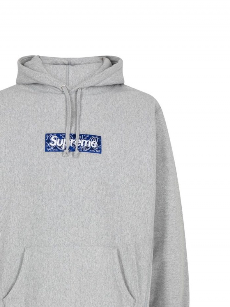 Supreme Bandana Box-logo Outlet - Heather Grey Mens Hoodie