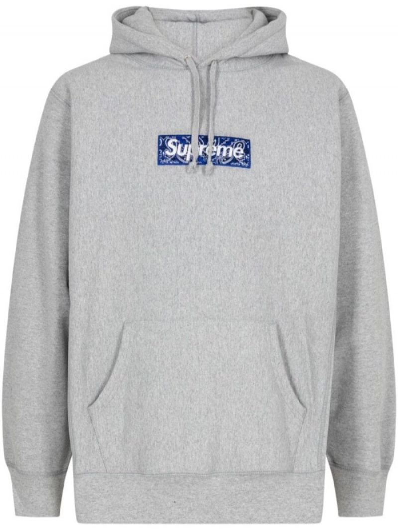 Heather grey supreme box fashion logo hoodie