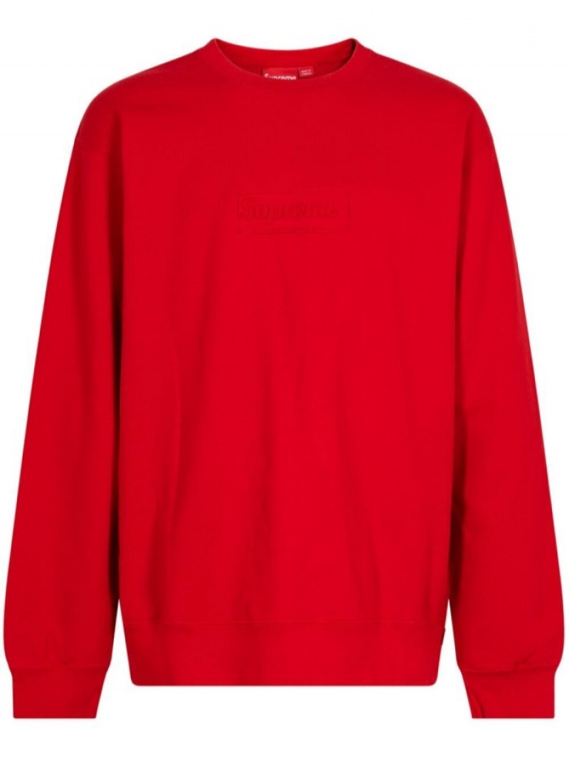 Supreme Sweatshirts Online Cheap - Red Cutout Logo Crew-neck Mens