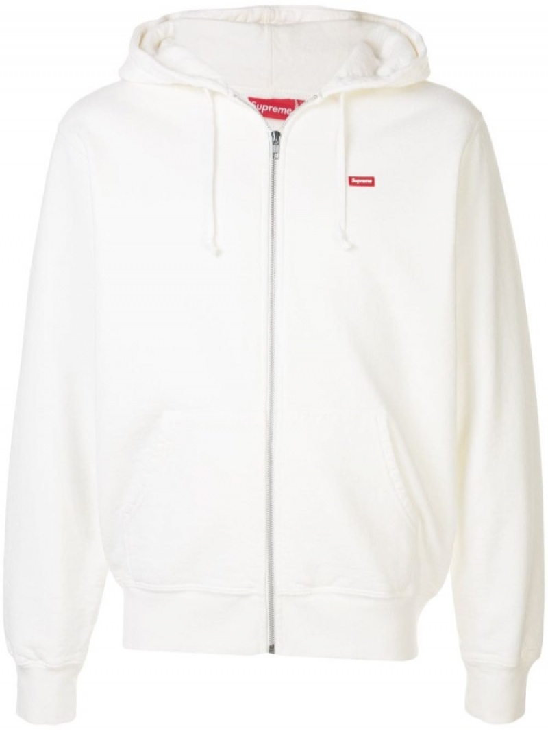 Supreme Hoodie Outlet India - White Small Box Logo Zip-Up Mens