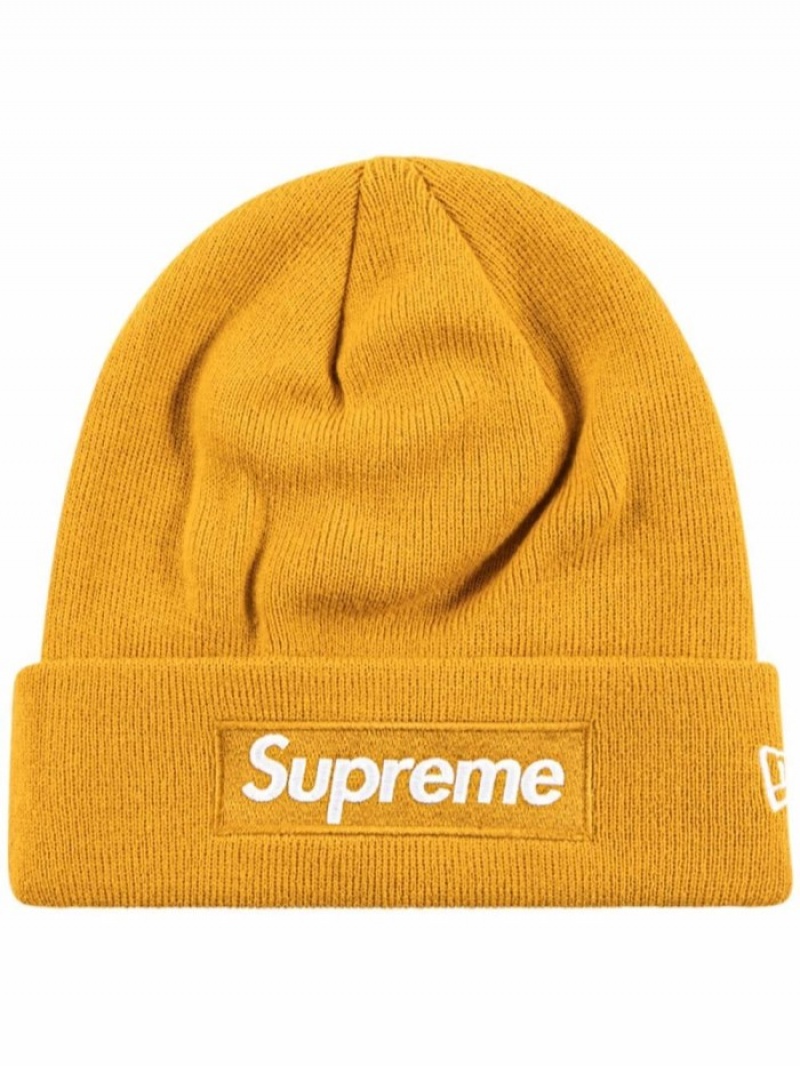 New Supreme Beanie India Yellow X New Era Box logo Mens